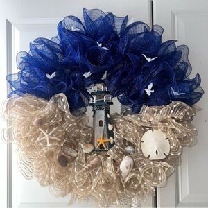 24 inch nautical seaside lighthouse wreath